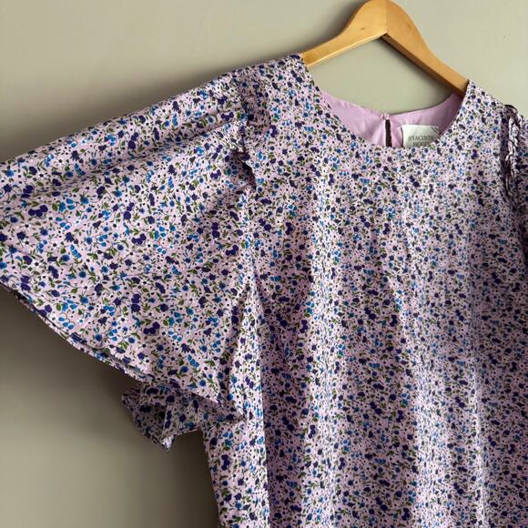 Tuckernuck Hyacinth House Lilac Floral Viola Mini Dress Ruffle Sleeve Size XXL - Picture 5 of 6